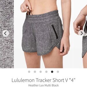 Lululemon Tracker Short V 4" Heather Lux Multi Black Women's Size 12 W7AT8S
